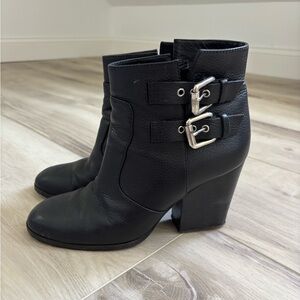 Giuseppe Zanotti Black Ankle Boots with Silver Buckles